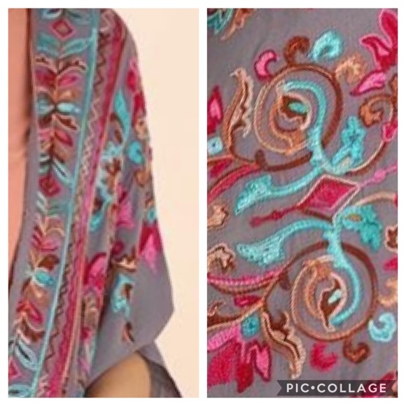 S-XXL Turquoise Dream Embroidery Tulip Kimono🌵New - Picture 5 of 8